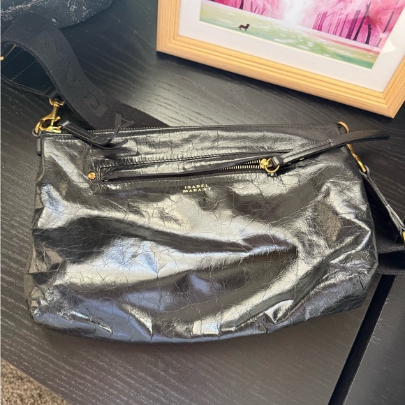 Isabel Marant Croco Shiny Black Crossbody Bag - Picture 9 of 10